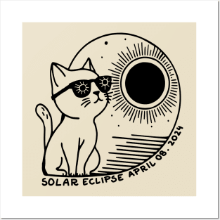 funny kitten watching total solar eclipse april 8 2024 Posters and Art